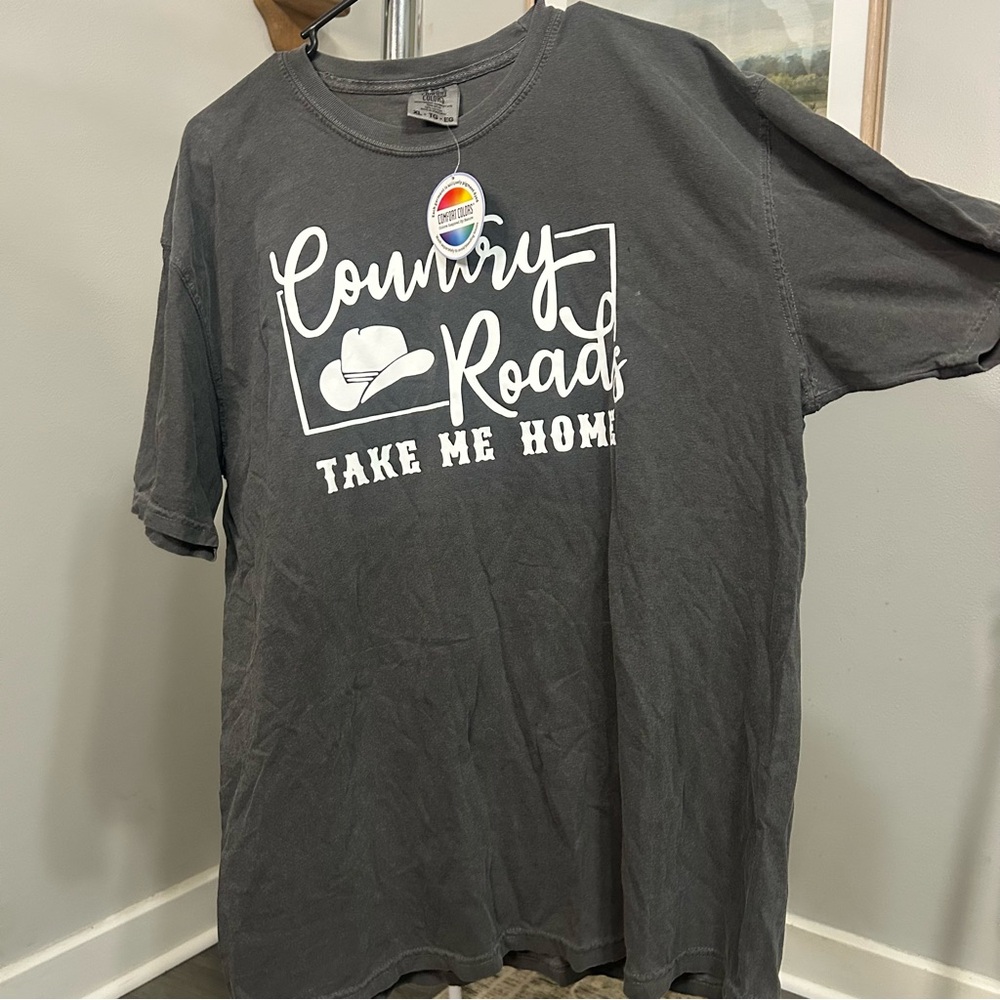 Comfort Colors Dark Gray T-Shirt with White Script